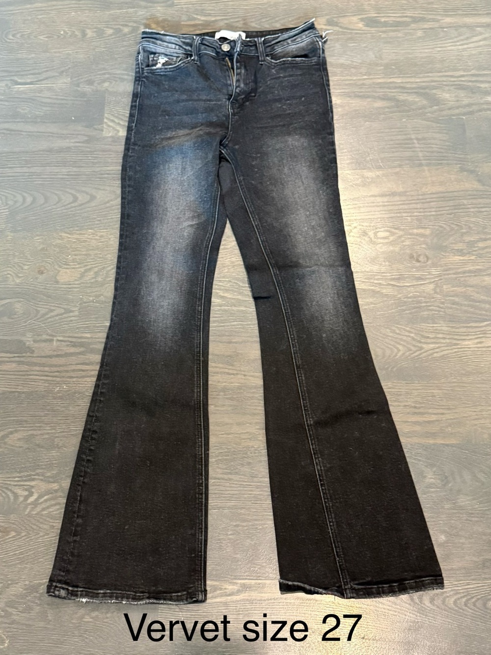 VERVET BY FLYING MONKEY Black Washed Flare Jeans